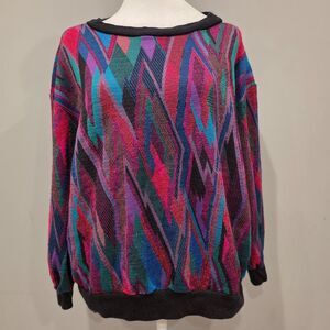 Vintage 80s 90s Y2K Geometric Sweater. Size SM/M. Grunge Punk Indie Skate Retro